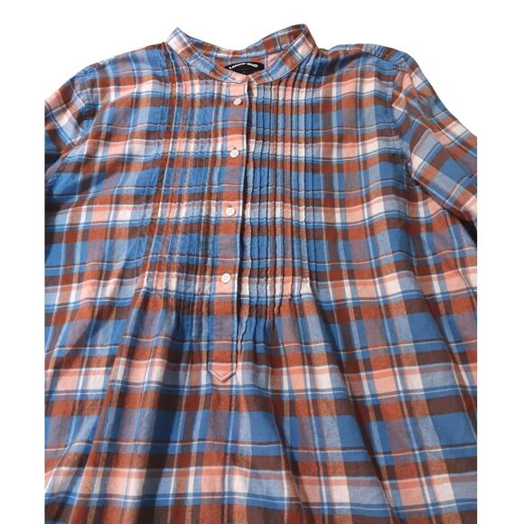 LANDS' END Flannel Peasant Top Blouse Plus 18 Plaid Tucks Rustic Country Outdoor - Picture 4 of 10